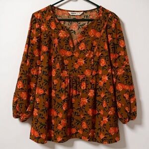 Sonoma Orange Floral Blouse